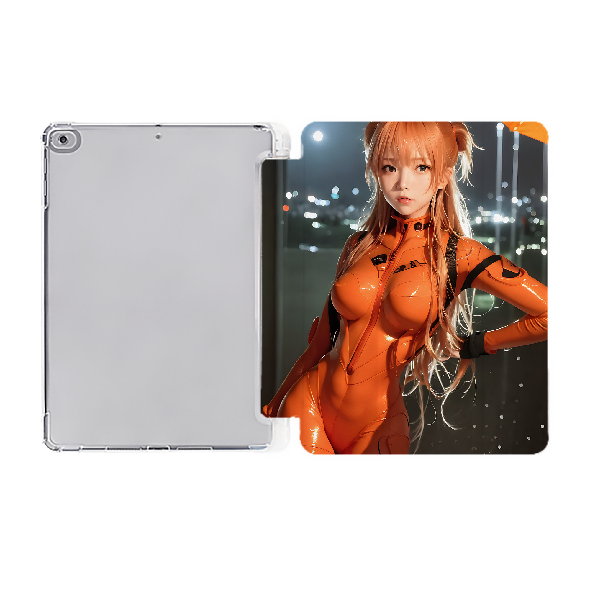 （画像用） EVA 新世紀エヴァンゲリオン IPad ケース ペン収納付き 三つ折りスタンド PUレザー×シリコン 対応機種9.5/10.5/10.9インチ